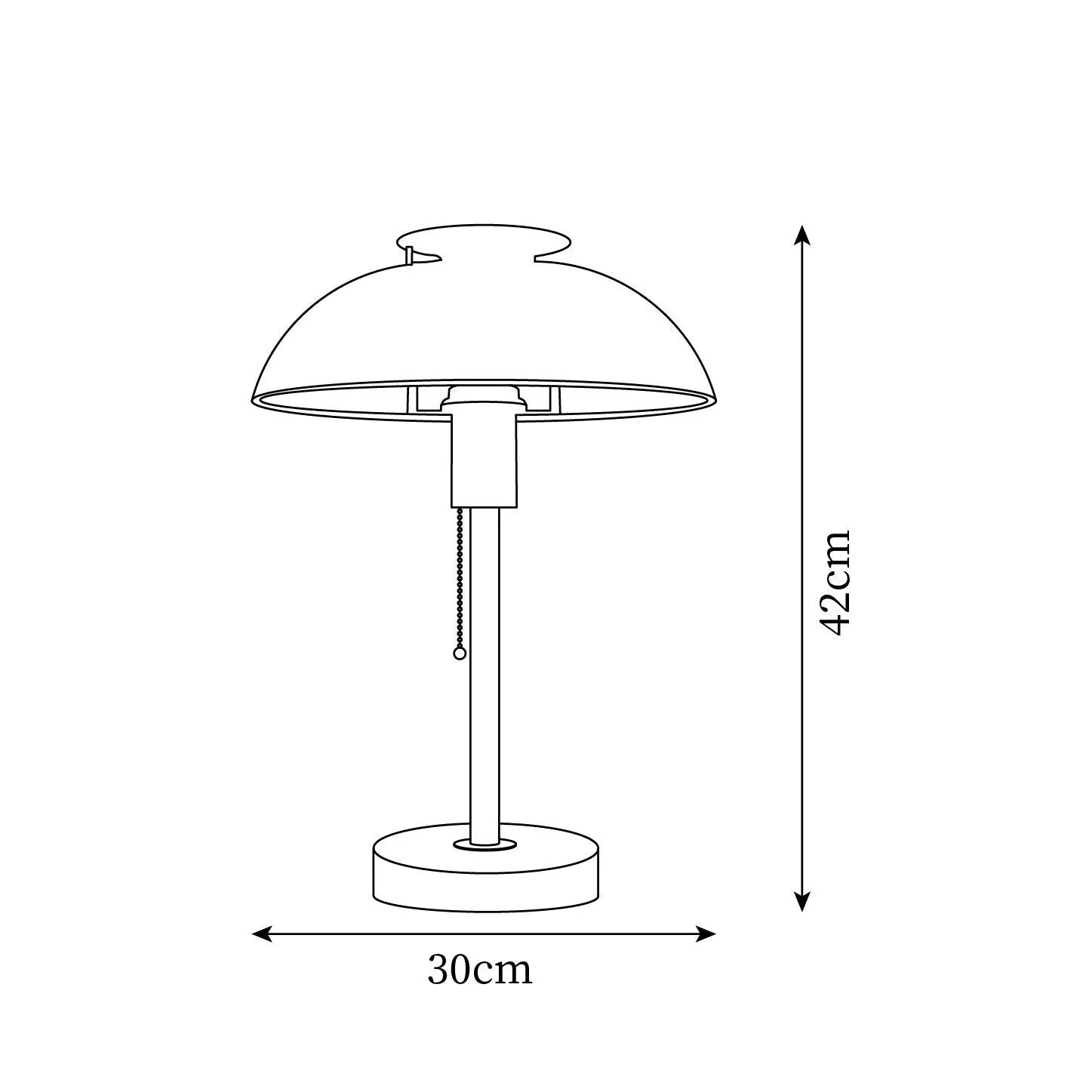 Zenviae Bowie Table Lamp measurement chart with labeled dimensions