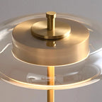 Zenviae Orbit Glow Floor Lamp close-up of golden center and glass ring