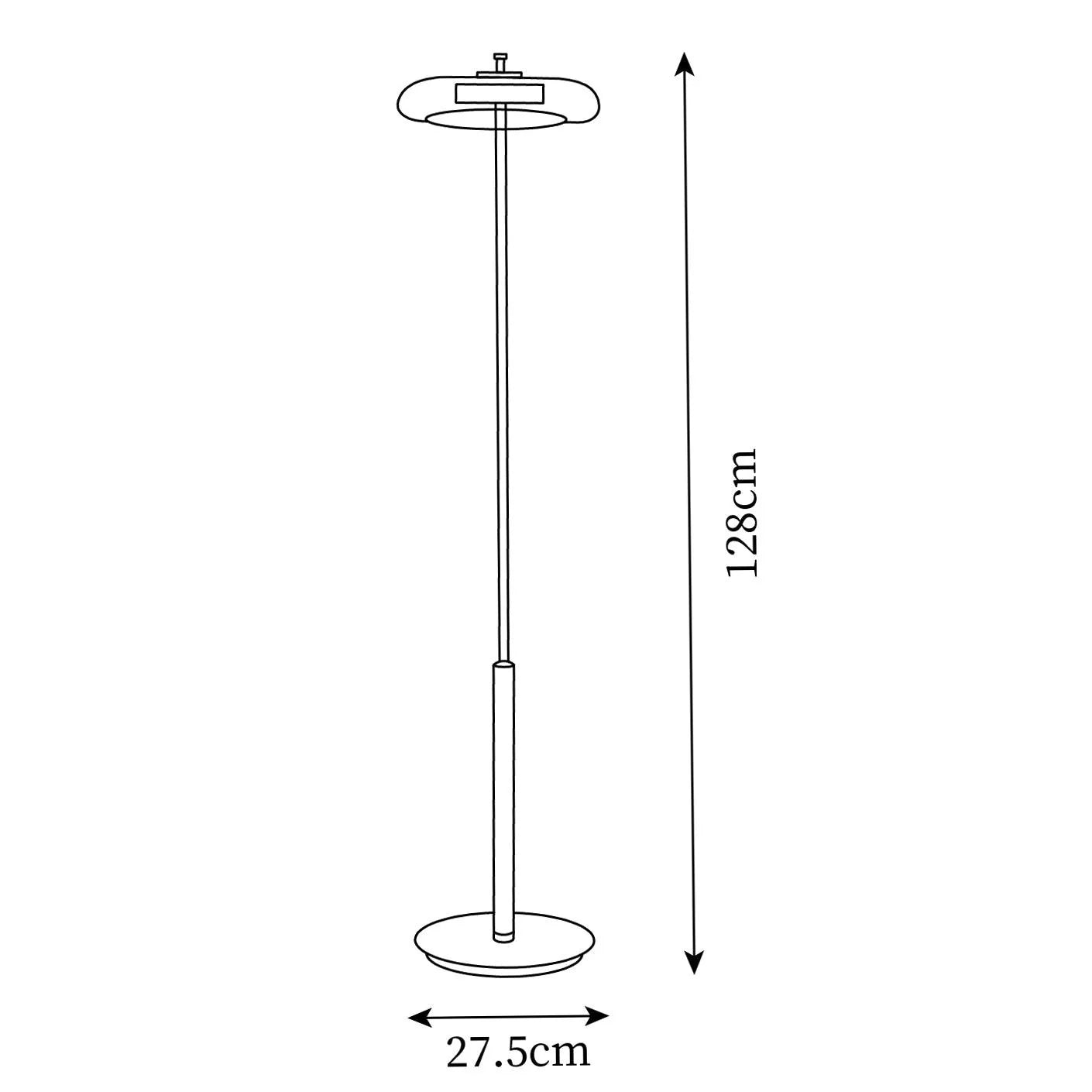 Zenviae Orbit Glow Floor Lamp measurement chart with labeled dimensions