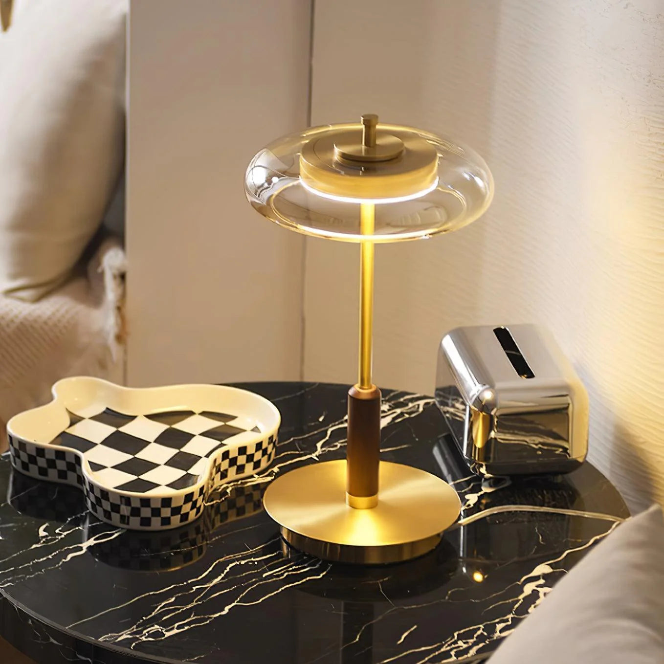 Zenviae Orbit Glow Table Lamp in modern living room setting