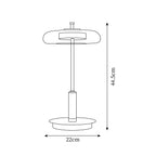 Zenviae Orbit Glow Table Lamp measurement chart with labeled dimensions