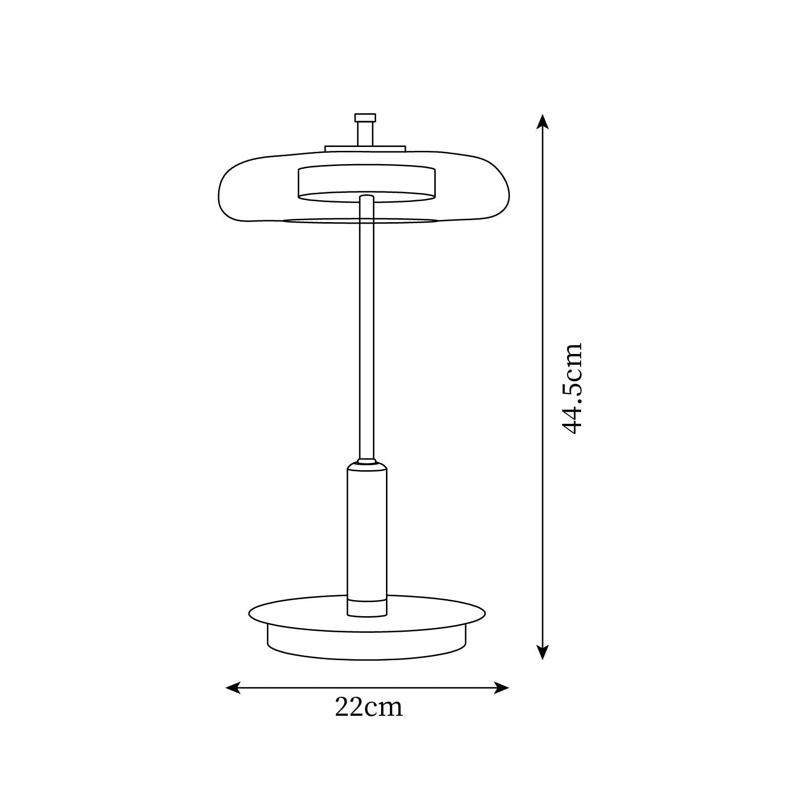 Zenviae Orbit Glow Table Lamp measurement chart with labeled dimensions