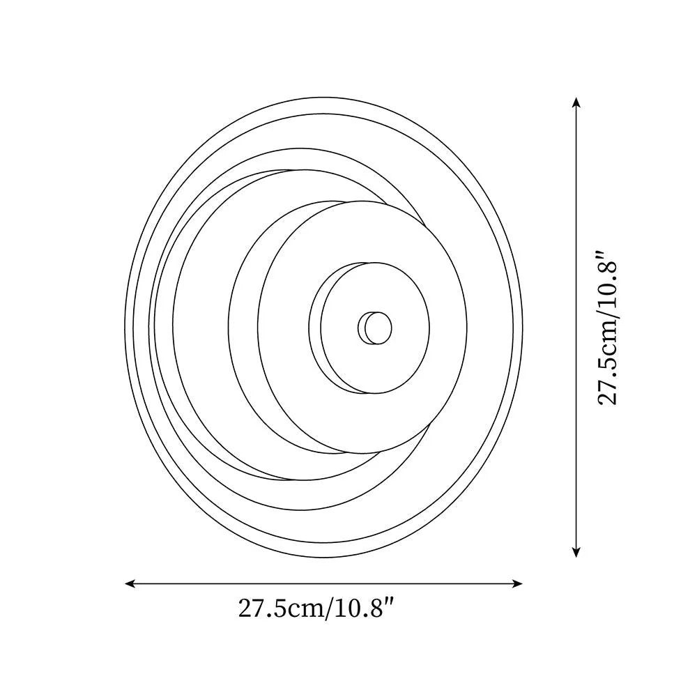 Zenviae Orbit Glow Wall Lamp measurement chart with labeled dimensions